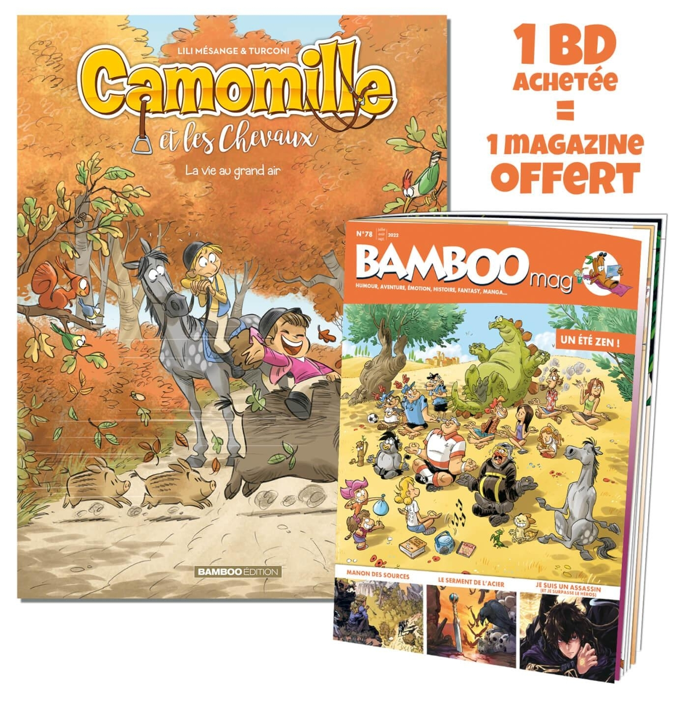 CAMOMILLE ET LES CHEVAUX - TOME 08 + BAMBOO MAG OFFERT - LA VIE AU GRAND AIR